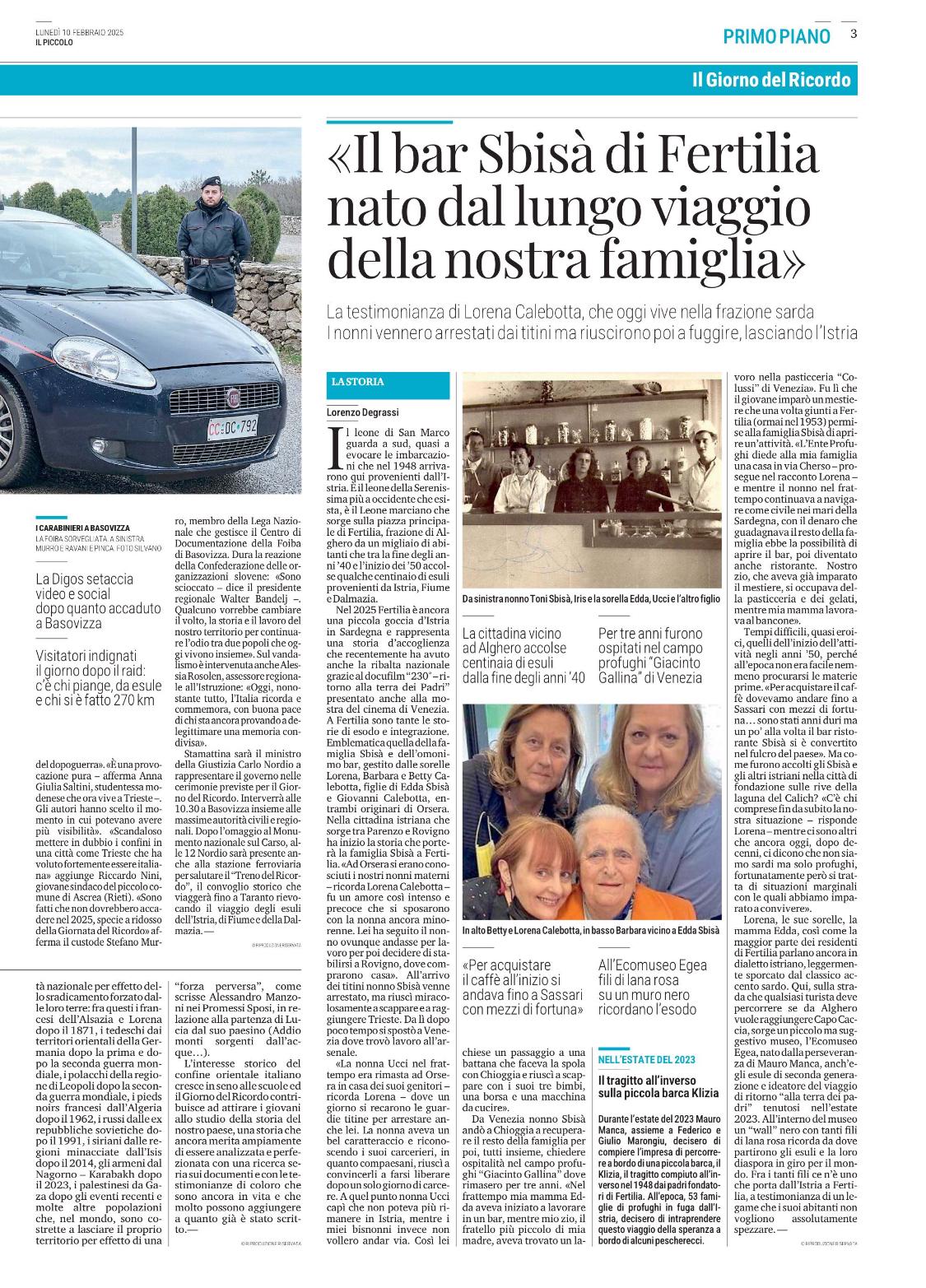 Il bar Sbisà di Fertilia nato dal lungo viaggio della nostra famiglia