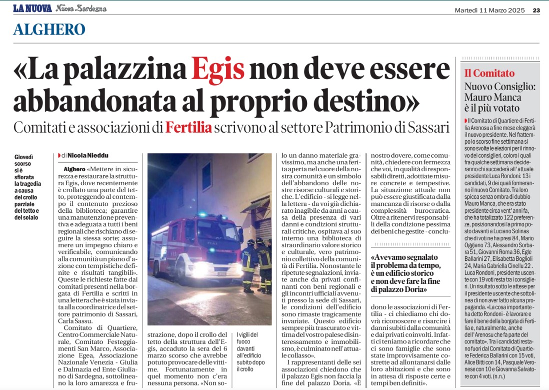 La palazzina Egis non deve essere abbandonata al proprio destino -Nuova Sardegna 11 Marzo 2025