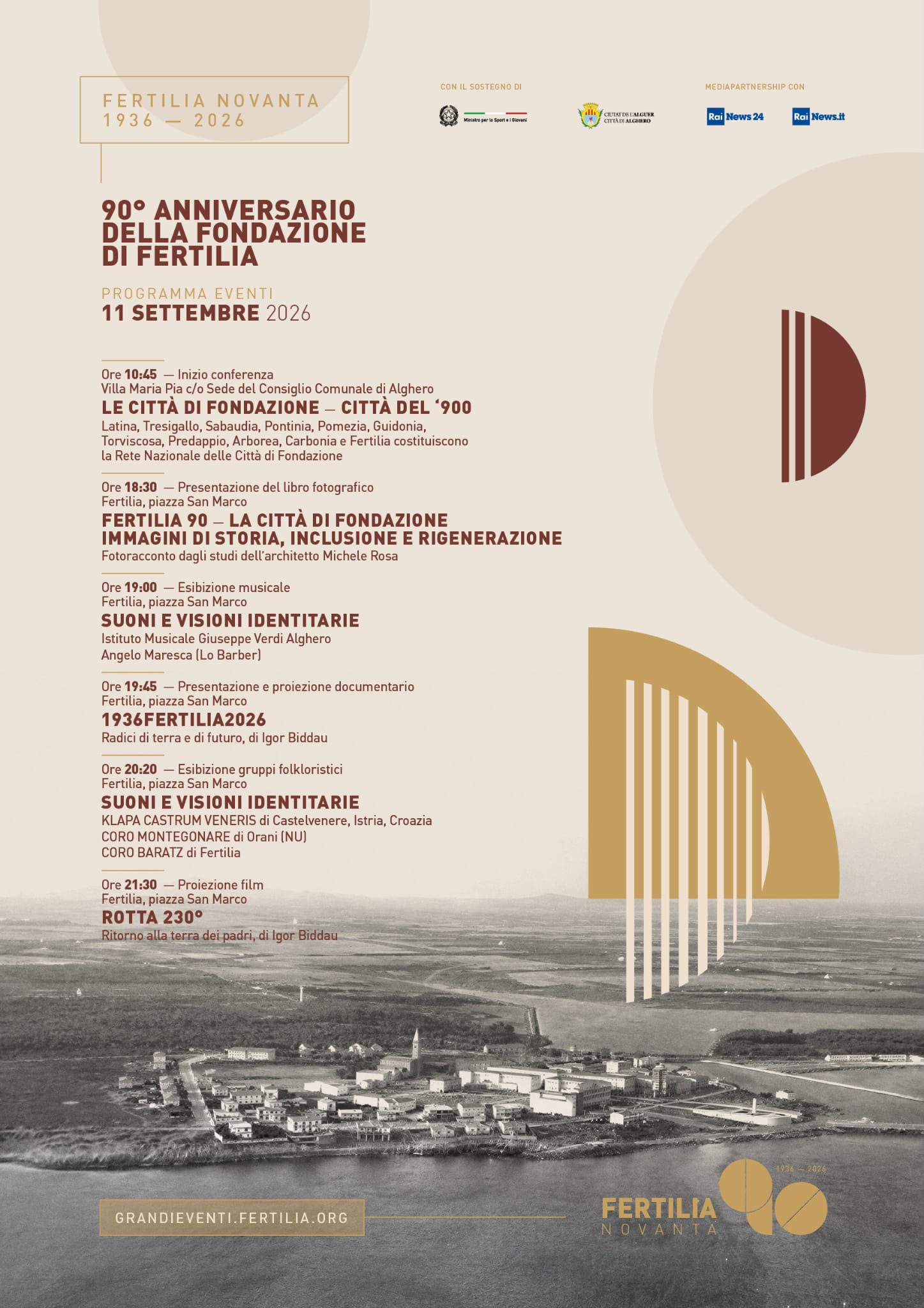Le Città di Fondazione si uniscono per celebrare l’identità del ‘900 nel novantesimo di Fertilia